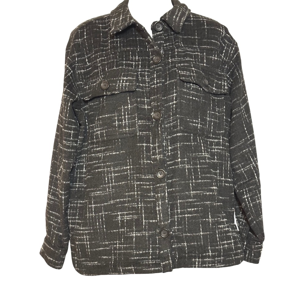Maurices Black White‎ Plaid Shacket Shirt Jacket Women's Size Large NEW w/ tag